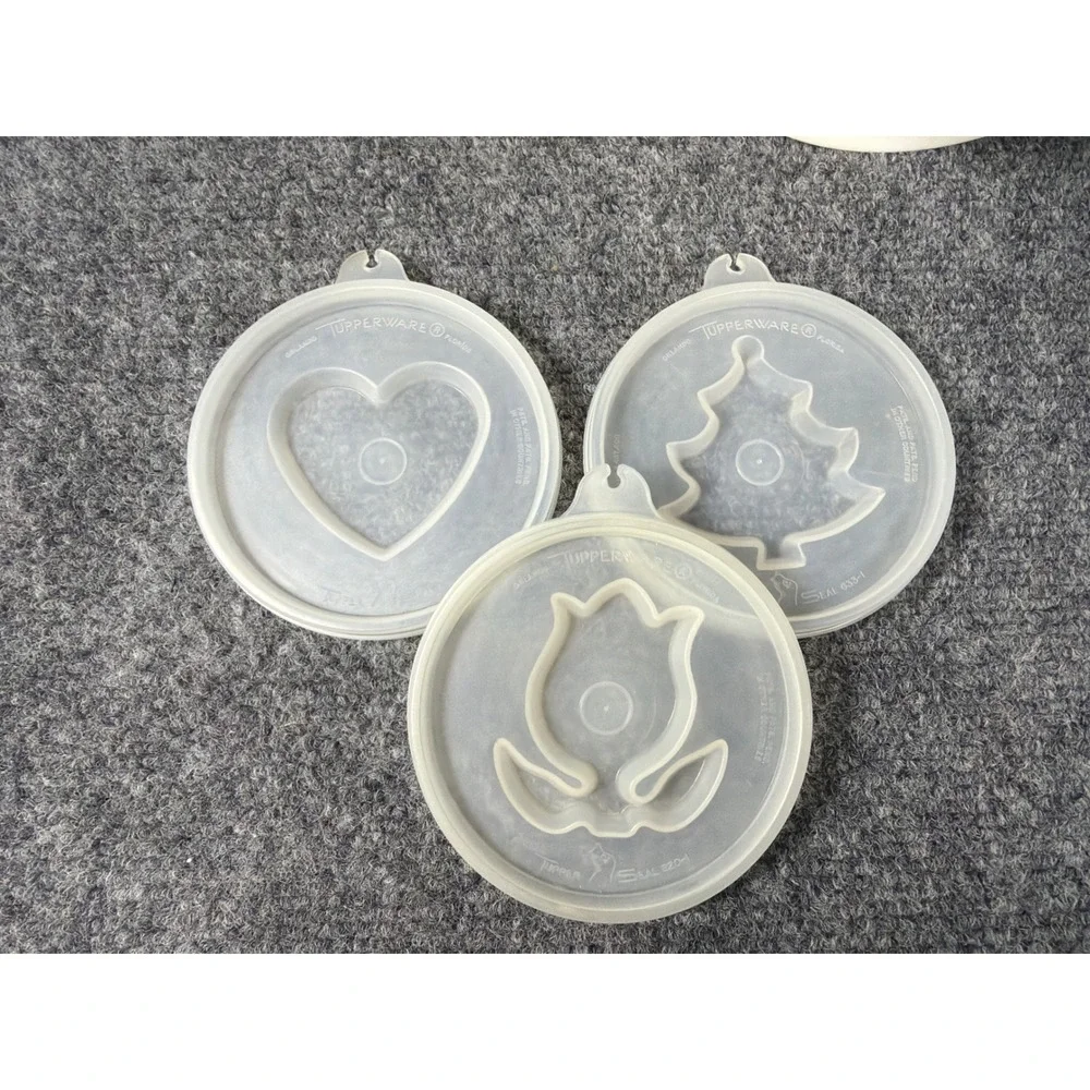 Vintage Tupperware Jel-N-Serve Jello Mold Set White with 3 Decorative Seals